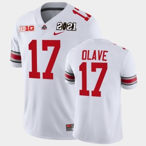 Men's Ohio State Buckeyes 2021 National Championship White Chris Olave #17 Playoff Game Jersey 561371-376