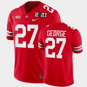 Men's Ohio State Buckeyes 2021 National Championship Scarlet Eddie George #27 Playoff Game Jersey 764882-609