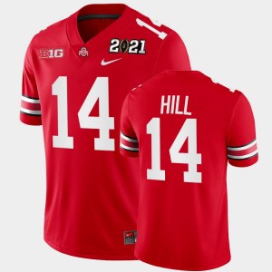 Men's Ohio State Buckeyes 2021 National Championship Scarlet K.J. Hill #14 Playoff Game Jersey 276175-363