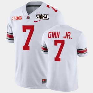 Men's Ohio State Buckeyes 2021 National Championship White Ted Ginn Jr. #7 Playoff Game Jersey 376450-838
