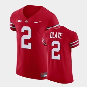 Men's Ohio State Buckeyes College Football Scarlet Chris Olave #2 V-Neck Jersey 929105-643