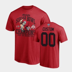 Men's Ohio State Buckeyes 2021 Sugar Bowl Scarlet Custom #00 Champions T-Shirt 158621-182