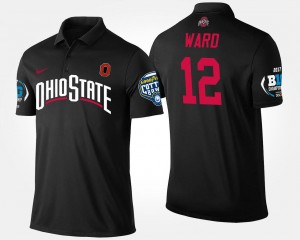 Men's Ohio State Buckeyes Bowl Game Black Denzel Ward #12 Big Ten Conference Cotton Bowl Name and Number Polo 804912-369