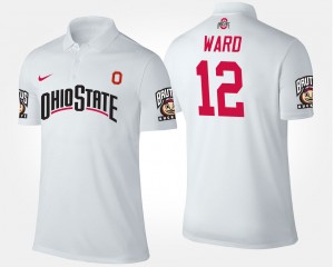Men's Ohio State Buckeyes Name and Number White Denzel Ward #12 Polo 269607-373