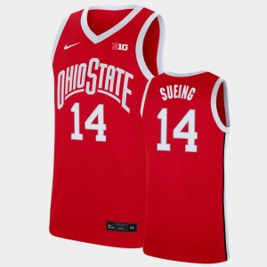 Men's Ohio State Buckeyes Replica Scarlet Justice Sueing #14 Basketball Jersey 273970-198