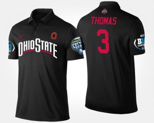 Men's Ohio State Buckeyes Bowl Game Black Michael Thomas #3 Big Ten Conference Cotton Bowl Name and Number Polo 421518-734