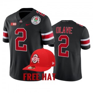 Men's Ohio State Buckeyes College Football Black Chris Olave #2 2022 Rose Bowl Free Hat Jersey 466395-568