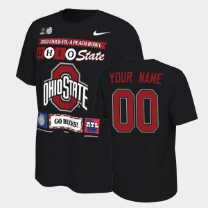 Men's Ohio State Buckeyes College Football Black Custom #00 2022 Peach Bowl T-Shirt 451131-591