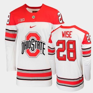Men's Ohio State Buckeyes College Hockey White Jake Wise #28 Jersey 414435-133