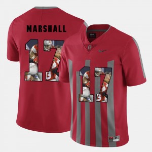 Men's Ohio State Buckeyes Pictorial Fashion Red Jalin Marshall #17 Jersey 397398-450