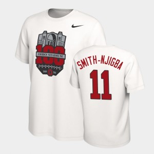 Men's Ohio State Buckeyes 100th Anniversary White Jaxon Smith-Njigba #11 100th Year Stadium Anniversary T-Shirt 379364-207