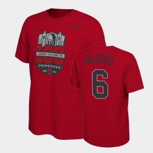 Men's Ohio State Buckeyes 100th Anniversary Scarlet Kyle McCord #6 100th Year Stadium Anniversary T-Shirt 726389-162
