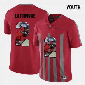 Youth Ohio State Buckeyes Pictorial Fashion Red Marshon Lattimore #2 Jersey 730028-594