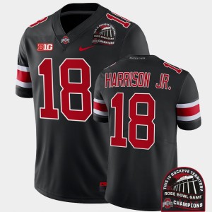 Men's Ohio State Buckeyes College Football Black Marvin Harrison Jr. #18 2022 Rose Bowl Champions CFP Jersey 268057-241