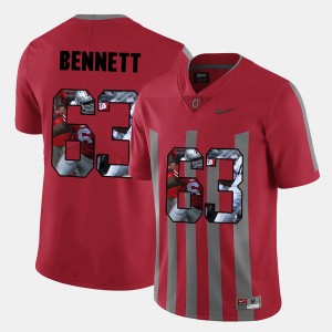 Men's Ohio State Buckeyes Pictorial Fashion Red Michael Bennett #63 Jersey 174751-148
