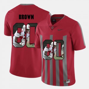 Men's Ohio State Buckeyes Pictorial Fashion Red Noah Brown #80 Jersey 843369-219