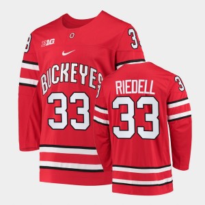 Men's Ohio State Buckeyes College Hockey Red Will Riedell #33 Jersey 560896-317