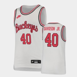 Youth Ohio State Buckeyes Throwback White Jansen Davidson Jr. #40 Basketball Jersey 262434-421