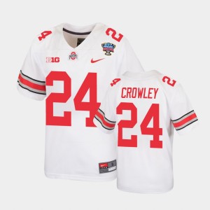 Youth Ohio State Buckeyes 2021 Sugar Bowl White Marcus Crowley #24 Replica Jersey 938651-777